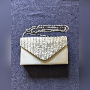 Nodykka Woman's Evening Envelope Rhinestones Frosted Clutch Cream Clutch Bag
